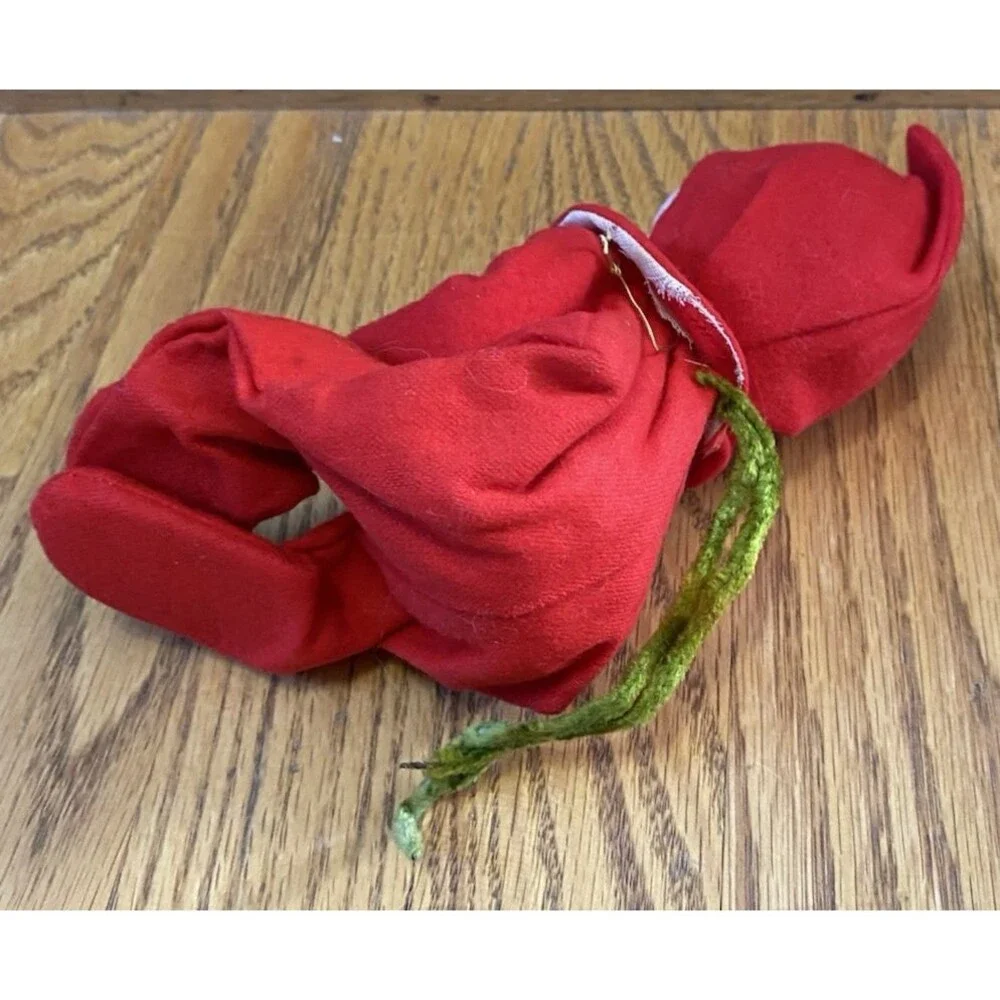 Vintage Christmas Stockinette Pixie Shelf Sitter Figure Red Felt Snowsuit Japan